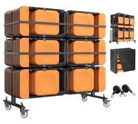Chariot pliable VEVOR pour 42 chaises et 12 tables pliables, avec une capacité de charge de 363 kg, idéal pour le stockage et le transport de matériel événementiel. Fabriqué en acier au carbone, équip