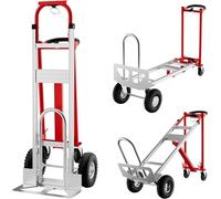 Chariot pliant, 3-en-1, chariot de transport avec roues pour monter les escaliers, anti-crevaison, capacité de charge de 340 kg, fabriqué en alliage d'aluminium, avec sangles élastiques