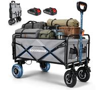 Chariot pliant Akku, idéal pour le camping, avec batterie 2 x 2,0 Ah, roues en caoutchouc gonflables, capacité de 240 litres / 120 kg, moteur sans balais, compatible avec les batteries Makita, parfait