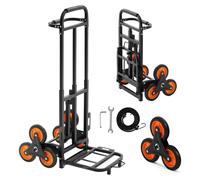 Chariot pliant pour escaliers SucceBuy d'une capacité de charge de 100 kg, avec poignée télescopique, 6 roues et 2 sangles de fixation, chariot de transport polyvalent pour la maison, les courses et l