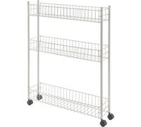 Chariot polyvalent à 3 étages, en métal, blanc, 16 x 60 x 72 cm, robuste et pratique