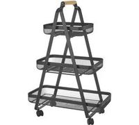 Chariot polyvalent de cuisine, chariot de service en métal coloris noir - Longueur 57 x Profondeur 31 x Hauteur 83,50 cm - JUANIO - Noir G