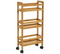 Chariot polyvalent de cuisine, desserte de cuisine coloris naturel - Longueur 36 x Profondeur 15 x Hauteur 74 cm - JUANIO - Bois G