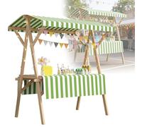 Chariot portable en bois avec auvent, stand de marché pliable pour salons d'artisanat, marchés aux puces, vente de nourriture de rue, affichage d'événements en plein air