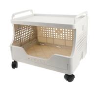 Chariot Portable, Plastique, avec Roulettes Verrouillables | Rangement sous Bureau, Cadre Solide et Étagères Renforcées, Usage Bureau ou Espace Partagé, Format 16,5 Pouces