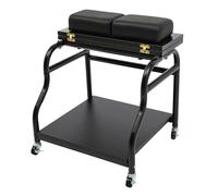 Chariot portable pour esthéticienne, avec roulettes et dessus pliable, repose-pieds mobile avec coussin épais de 5,1 cm et 4 roulettes de verrouillage pour spa, massage, manucure
