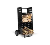 Chariot porte bûches acier noir 40 x 40 x 100,5 CM pour cheminée