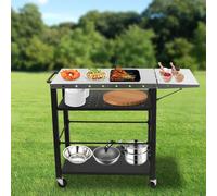 Chariot pour barbecue - Wagen pour barbecue - Chariot de grill - Cuisine extérieure - Camping-car - 4 niveaux de rangement
