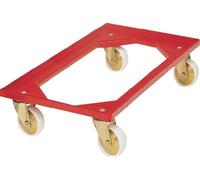 Chariot pour caisses capacité 250kg roues en polymère L605xl405mm ABS-cu.rouge