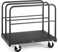 Chariot pour cloisons sèches, capacité de charge de 816 kg, chariot à panneaux en acier 2 en 1 avec roulettes pivotantes de 12,5 mm, plate-forme de 91,4 x 61 cm avec 4 mains courantes latérales pour u