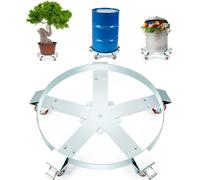 Chariot pour fûts 250L acier au carbone Chariot de transport - Ø607mm plateau roulant - 5 roues universelles (2 avec freins) - Chariot de transport pour fûts jusqu'à 567kg