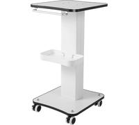 Chariot pour institut de beauté - Chariot de rangement mobile avec plateau - hauteur 67 cm - charge 15 kg - 4 roulettes - plateau 38×34 cm - plateau 26×14 cm - Blanc