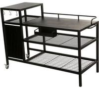 Chariot pour Plancha, 128x60x89 cm, Pour Plancha 2-4 Feux, Métal Noir, Avec Rangement et Crochets