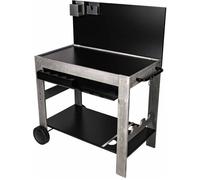 Chariot pour Plancha Halong en bois FSC® avec crédence et plateau en acier 100*61 cm