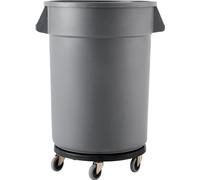Chariot pour poubelle ronde adapté aux conteneurs à déchets de 20, 32, 44 et 55 gallons (189, 120, 165 et 208 litres) pouvant supporter jusqu'à 227 kg (500 lb).