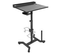 Chariot pour salon et tatouage - Station roulante - Réglable en hauteur de 66 à 91 cm - Plateau 50 × 35 cm - Fer - Charge maximale 6 à 7 kg - Organisateur d'outils - Noir
