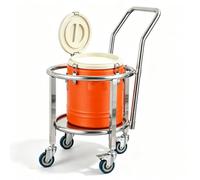 Chariot pour seau, Support mobile en acier inoxydable pour seau | Support professionnel pour marmites, Support pour chauffe-riz (cantine ou restaurant)(40cm)