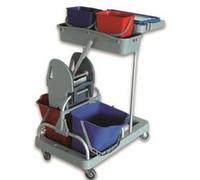 Chariot professionnel 900 x 580 x 880 mm de ménage équipé d’une étagère, de deux seaux G