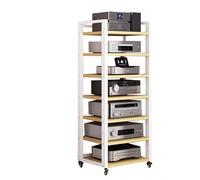 Chariot Roulant for Support D'équipement Audio À 7 Niveaux De 55 Pouces De Haut, Grandes Armoires Stéréo, Platine Tourne-Disque, Étagère Multimédia(White)