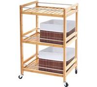 Chariot roulant MENDLER HWC-D91, étagère à roulettes, 3 niveaux + 2x panier de rangement MENDLER HWC-C21, bambou G