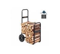 Chariot Transport Bois de Chauffage Charge 113,4 kg Chariot de Bûches de Bois Acier 67x52x110 cm Range Bûche Intérieur avec Roues