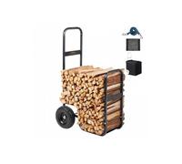 Chariot Transport Bois de Chauffage Charge 113,4 kg Chariot de Bûches de Bois Acier 67x52x110 cm Range Bûche Intérieur avec Roues,