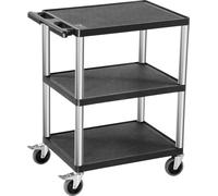 Chariot utilitaire à 3 étagères, capacité de charge de 300 lb, dimensions : 27,6 x 18,1 pouces, avec roulettes