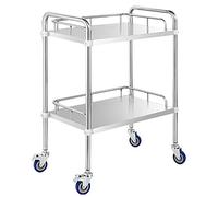 Chariot utilitaire à 3 étages sur roulettes en acier inoxydable avec plateaux amovibles, support de rangement robuste pour maison, restaurant, hôtel, 66 x 44 x 86 cm