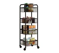 Chariot utilitaire à roulettes avec 3 niveaux de rangement pour cuisine, salle de bain, buanderie, assemblage facile, cadre en métal durable, noir