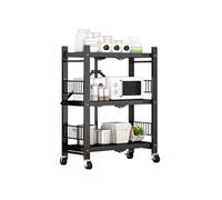 Chariot utilitaire compact pliable avec roulettes pour micro-ondes et | Design pliable avec roues robustes et étagères perforées pour une mobilité et une ventilation faciles.