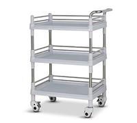 Chariot utilitaire de cuisine multifonction à 3 niveaux avec freins - Chariot portable - Bleu/gris - Idéal pour un service hôtelier et un usage domestique