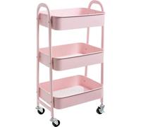 chariot utilitaire en métal à 3 étages - Chariot de rangement à roulettes - Organisateur de salle de bain de cuisine