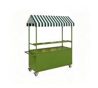 Chariot vente ambulante portable avec auvent, étal fer robuste | Stand mobile pour marchés fermiers, marchés aux puces et vente sur la voie publique(C,160cm/63in)