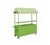 Chariot vente ambulante portable avec auvent, étal fer robuste | Stand mobile pour marchés fermiers, marchés aux puces et vente sur la voie publique(A,140cm/55.1in)