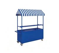 Chariot vente ambulante portable avec auvent, étal fer robuste | Stand mobile pour marchés fermiers, marchés aux puces et vente sur la voie publique(D,160cm/63in)