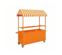 Chariot vente ambulante portable avec auvent, étal fer robuste | Stand mobile pour marchés fermiers, marchés aux puces et vente sur la voie publique(B,160cm/63in)