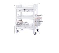 Chariot VEVOR Lab, coque en PP résistante, grand espace de rangement, mobilité facile, blanc 4 PP 3 4