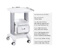 Chariot VEVOR Lab, coque résistante en PP, grand espace de rangement, mobilité facile, blanc 4 ABS 2