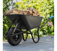 Chariote à bras avec jante en acier – Bassine galvanisée jusqu'à 250 kg / 100 litres - Construction robuste pour le jardin et le bâtiment – Chariote à pousser avec roue pneumatique (roue pneumatique n
