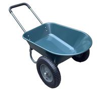 Chariote à bras - Chariote basculante manuelle - Capacité de charge jusqu'à 272 kg - 2 pneus pneumatiques - Pour jardin, construction et écurie - Dimensions : 124 x 66 x 62,5 cm - Couleur : vert armée