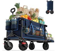 Chariote à plateau pliable - Chariote manuelle pliable - Pour le jardin et le travail - Volume XXL - 400 litres - Bleu
