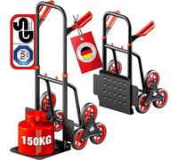 Chariote à sac pour monte-escaliers, pliable, capacité de 150 kg, e GS – Cadre en acier avec roues en TPR, grandes roues pour une maniabilité optimale et une faible absorption des chocs, pliable pour 
