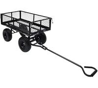 Chariote de jardin noir en acier, avec une capacité de charge de 250 kg, dimensions 86 x 46,5 x 97 cm, équipé de roues robustes et de systèmes de fixation rapide, idéal pour le jardin, l'atelier, les 