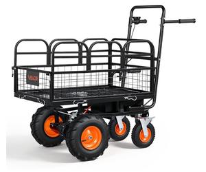 Chariote électrique de jardin VEVOR, alimentée par batterie 36V 432Wh, chariot électrique de 500W avec fonction de basculement à 90° et frein, capacité de charge de 300 kg, chariot de jardin en acier