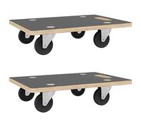 Chariots de transport 2 pcs rectangulaire 60x40x11,5 cm 250 kg