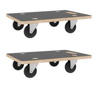 Chariots de transport 2 pcs rectangulaire 60x40x11,5 cm 250 kg