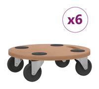 Chariots sur roulettes 6 pcs rond bois d'ingénierie