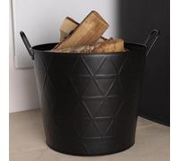 CHARLES BENTLEY Grand Panier à Bois Snug, Design Triangulaire, Fer Noir Mat, poignées métal Solides, Finition poudrée, Style Moderne, capacité 2.7kg (52x45x41cm)