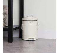 CHARLES BENTLEY Mini poubelle rétro 3L crème en acier, pour cuisine ou salle de bain, avec pédale, poignées, seau intérieur amovible, légère et pratique (30x17cm)