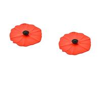 Charles Viancin - Lot de 2 Couvre-Verres Poppy en Silicone - 11 cm, Rouge - Hermétiques, Gardent les Boissons au Frais ou au Chaud, Protègent des Insectes